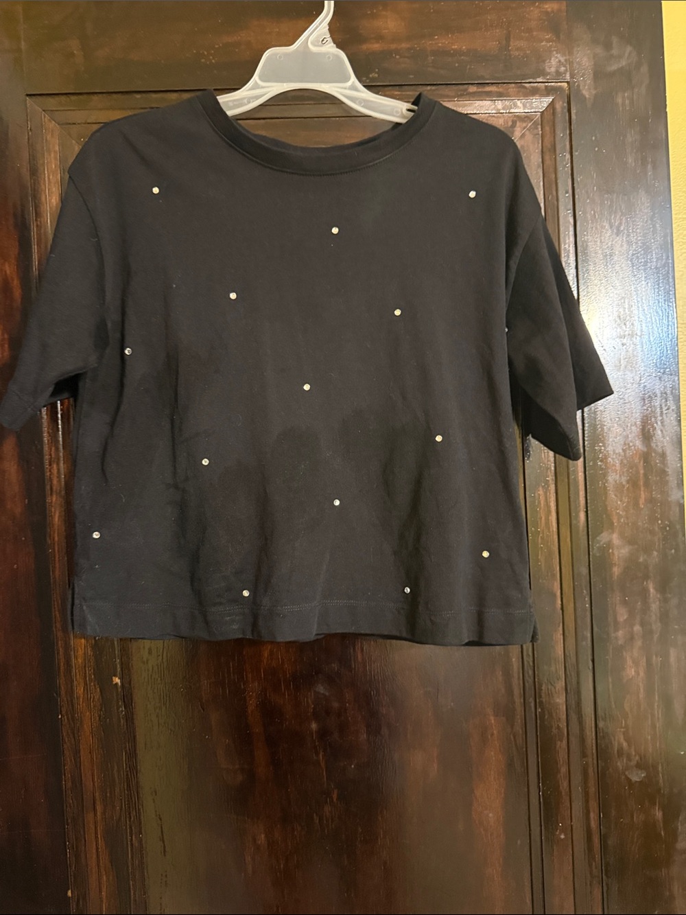LOFT Black Short Sleeve Tee with Small Gold Dots